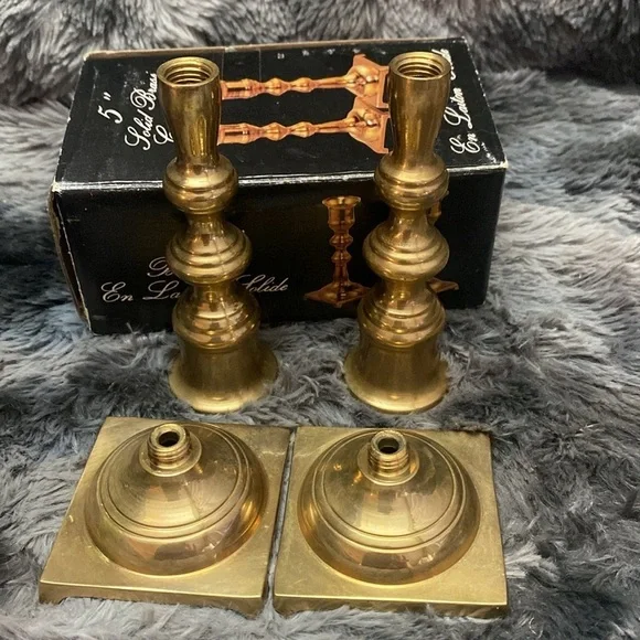 NIB Vintage Brass Candlestick 5” Candle Holders - Picture 15 of 16